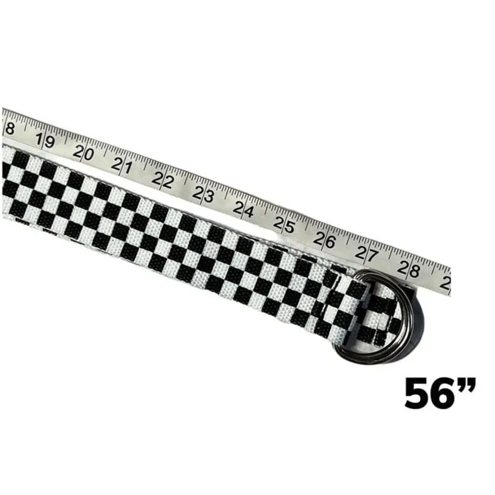 Checkered Canvas Belt, black & white 2XL